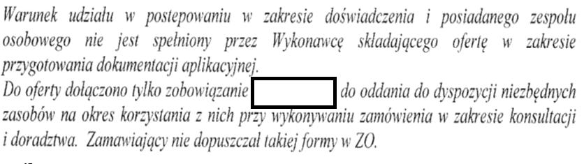 Zapytanie ofertowe brak zapisów na temat zakazu