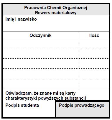 do pobierania odczynników (substancji do oczyszczania, reagentów i rozpuszczalników).