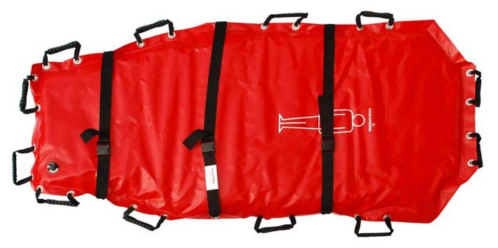 Podłoże wyposażone jest w 8 uchwytów i 3 pasy. Wymiary: 85 cm x 200 cm, waga: 5,5 kg. 05 009 Materac próżniowy 14 komorowy VM 171.