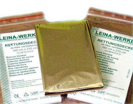Folia aluminiowa Folia życia" Koc ratunkowy (termiczny) FOLIA Życia zapewnia utrzymanie komfortu termicznego osobie ratowanej.