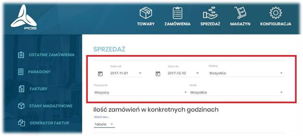 2.3. SPRZEDAŻ Zakładka sprzedaż umożliwia przeglądanie oraz przeprowadzanie analizy wybranych parametrów sprzedaży.