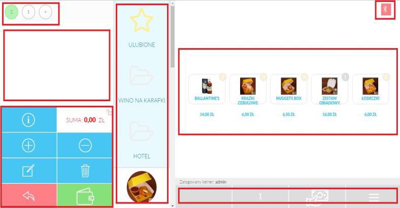 Komunikacja z urządzeniem fiskalnym (on/off) 1. Panel graficzny krzeseł - wyświetla krzesła przypisane do każdego ze stolików (opcja).