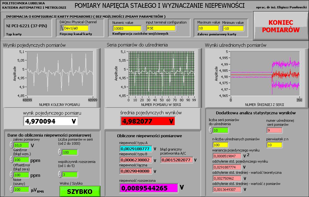 obliczae jest odchyleie stadardowe pojedyczego wyiku s(x i ) oraz odchyleie stadardowe wartości średiej s( x ) z kolejych serii pomiarowych.