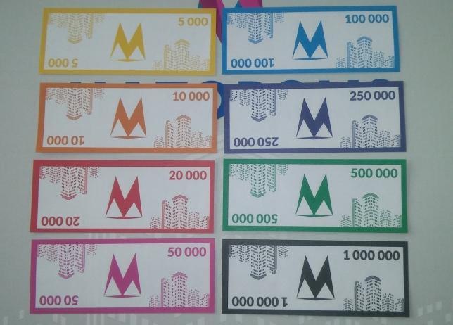 Uwaga. Zamieszczone powyżej zdjęcie banknotów, znajduje się w posiadaniu Zamawiającego w ramach realizacji ubiegłorocznego dodruku gry Mazopolis.