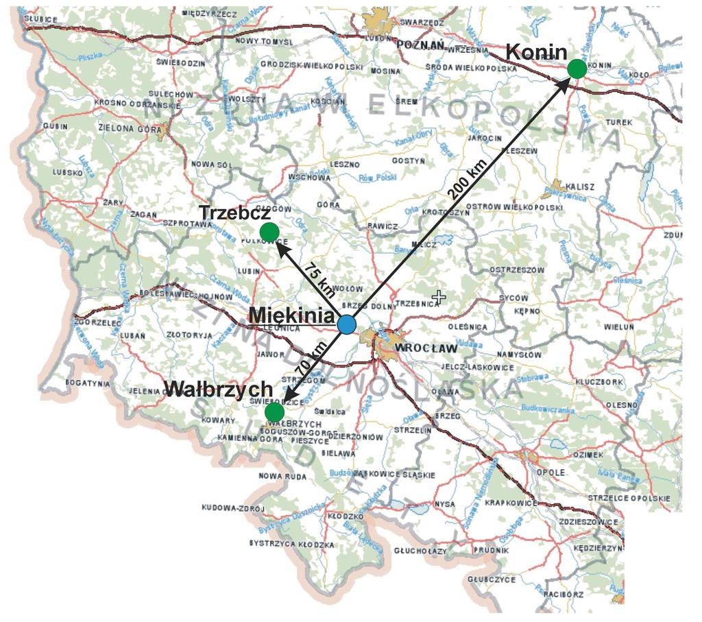 Rys 5.1. Najbliższe składowiska od gminy Miękinia 5.2.