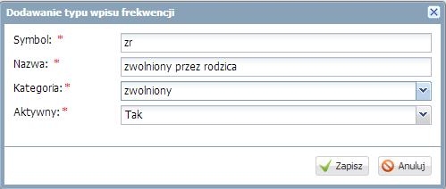 Aby edytować pozycję słownika należy skorzystać z ikony. Aby usunąć pozycję ze słownika należy ją edytować, a następnie kliknąć przycisk Usuń.