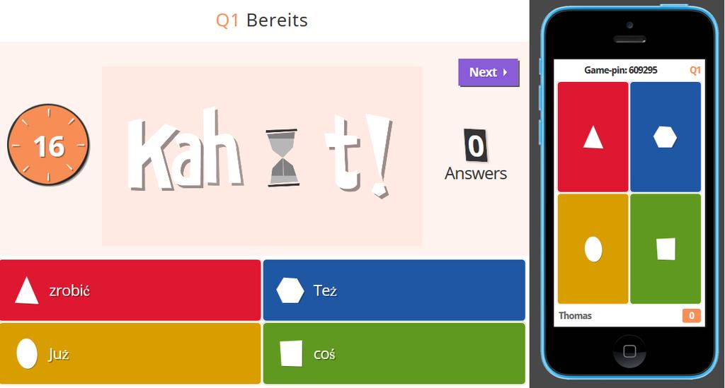 Kahoot - zadanie gra wprowadzająca