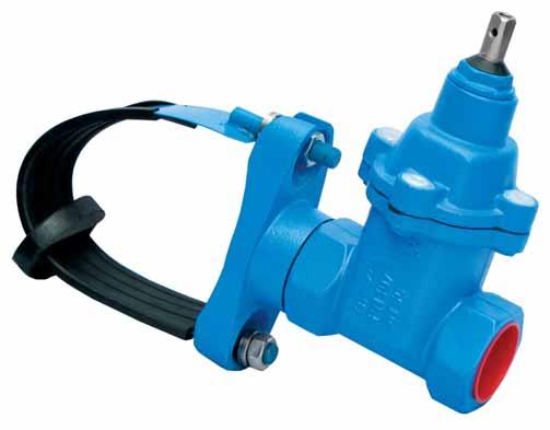 GATE VALVE WITH TAPPING SADDLE AND GUMMED WEDGE FOR CAST IRON PIPES ŻELIWO GJL PN0 ŻELIWO SFEROIDALNE GJS PN0/6 GREY CAST IRON GJL PN0 DUCTILE CAST IRON GJS PN0/6 ЧУГУН КЛАССА GJL PN0 СФЕРОИДАЛЬНЫЙ