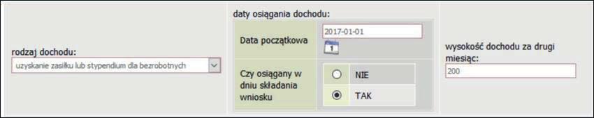 NOWE DOCHODY PO ROKU Wskaż nowe dochody uzyskane w roku bieżącym, które są osiągane w dniu składania wniosku. Pamiętaj!