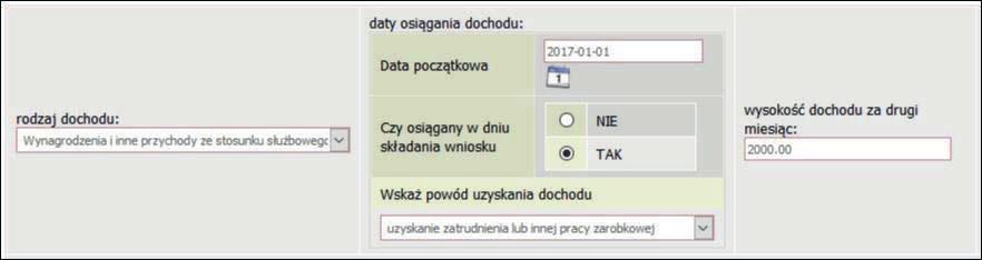 Pamiętaj! Dochód z zatrudnienia lub z prowadzenia działalności gospodarczej, który został zawarty w zaświadczeniu z Urzędu Skarbowego należy wskazać na ekranie 3A lub 3B. Pamiętaj!