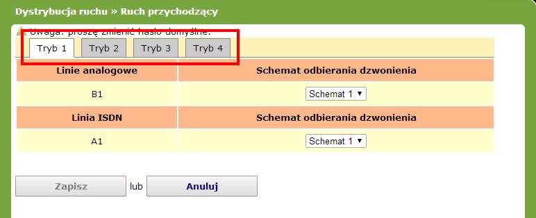 Schematów dzwonienia w zależności od trybu pracy centrali. 5.2.