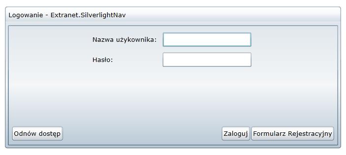 Adres: https://kluby.pzpn.pl Po wejściu na adres Extranet Silverlight pojawi się poniższe okno, w którym należy wpisać swój login i hasło użytkownika, a następnie przycisk Zaloguj.