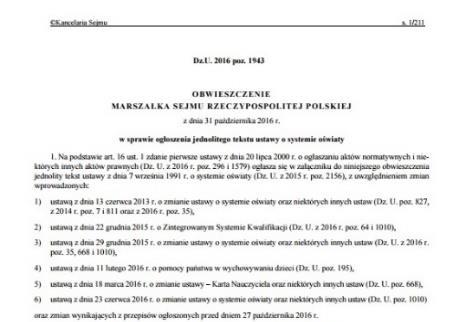 DOKUMENTY OPISUJACE EGZAMIN Ustawa o systemie oświaty z dnia 7 września 1991 r. (tekst jedn. Dz.U. z 2017 r. poz. 2198) Rozporządzenie Ministra Edukacji Narodowej z dnia 21 grudnia 2016 r.