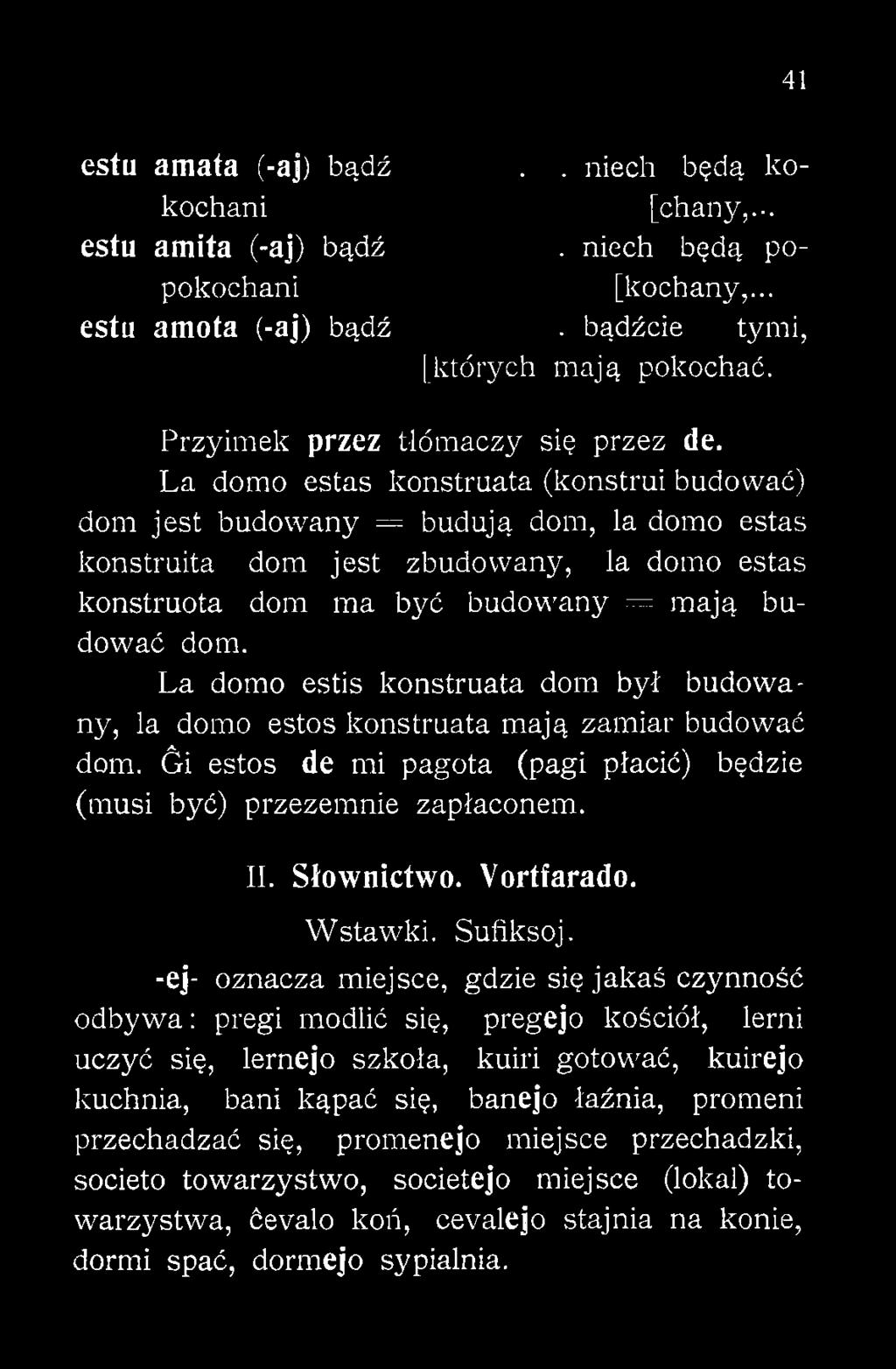 ói estos de mi pagota (pagi płacić) będzie (musi być) przeżeranie zapłaconemu II. Słownictwo. Vortfarado. Wstawki. Suflksoj.