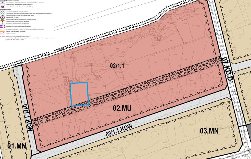 Źródło: fragment rysunku zmienionego miejscowego planu zagospodarowania przestrzennego terenu położonego w północnej części miasta między trakcją kolejową do Chojnic, a trakcją kolejową do Gdyni,