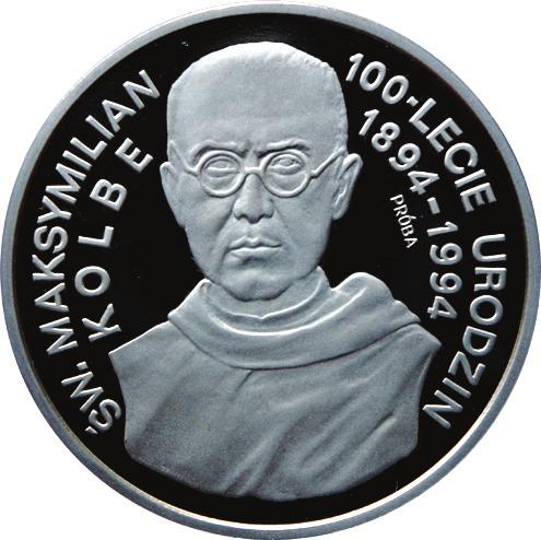 300 000 złotych 1994 Święty Maksymilian Kolbe, Av: Orzeł, rok, nominał i napis, Rv: Portret i napis, men.
