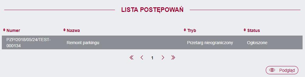 System umożliwia wgląd w postępowania zakończone. W tym celu należy odznaczyć checkboxa. 4.