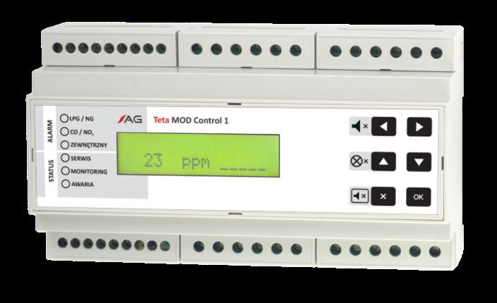 MOD Control 1 Moduł Jednostki Sterującej Moduł Jednostki Sterującej MOD Control 1 Moduł Jednostki Sterującej MOD Control 1 jest urządzeniem odpowiadającym za kontrolę pracy czujników gazu oraz za