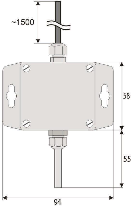 4) Sonda zintegrowana z obudową w wykonaniu tylnym (kanałowym) AR553/T c) montaż okablowania - przed wszelkimi zmianami w okablowaniu należy odłączyć napięcie