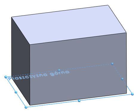 Rysując szkic narzucamy najpierw relację zwracamy uwagę, aby środek prostokąta leżał w środku układu współrzędnych, a następnie wymiarujemy 150 x 100 rys. 2. Szkic wyciągamy Na odległość 100 mm, rys.
