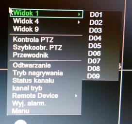 WYBÓR WIDOKU KAMER USTAWIENIA PTZ Po