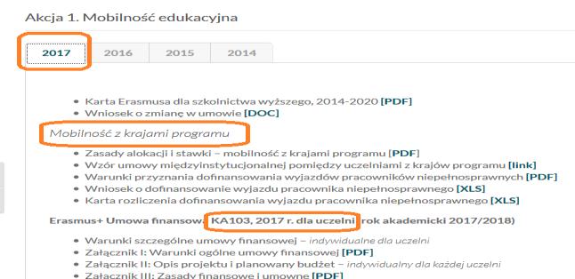 STRONA INTERNETOWA (DOKUMENTY) Warunki ogólne i załączniki: www.erasmusplus.org.