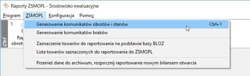 26 APMAN Poziom 2 Po wybraniu modułu APW68 INTERFEJSY DO MZ na ekranie wyświetli się okno z możliwością wyboru funkcji RAPORTY OBROTY I STANY lub GENEROWANIE KOMUNIKATÓW OBROTÓW I STANÓW dostępnego z