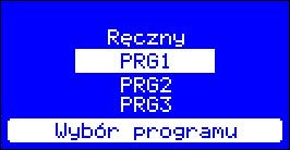 3. Edycja programu (PRG 1, PRG 2, PRG 3, program ręczny). W tej grupie parametrów możemy zdefiniować według własnych potrzeb trzy tygodniowe programy czasowe.