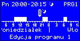 Znacznik z symbolem słońca wypełnia puste pole nad skalą, natomiast znacznik z symbolem księżyca kasuje zaznaczenie. Jeżeli np. nad skalą od godź. 21,35 do godź.