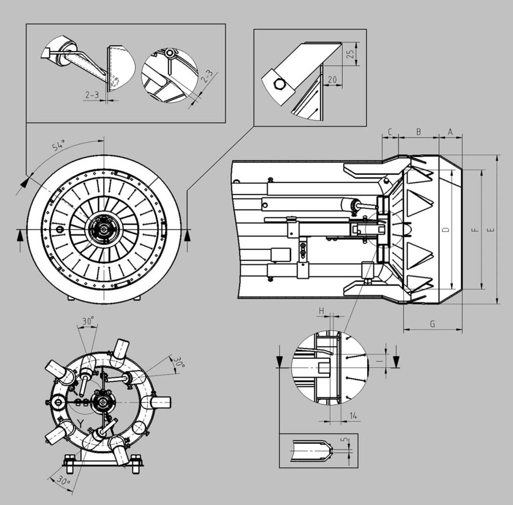 Montaż Mieszającego Parametry regulacji / kontrola głowicy spalania N8/ EKEVO 8 Palnik A (mm) B (mm) C (mm) D (mm) E (mm) F (mm)