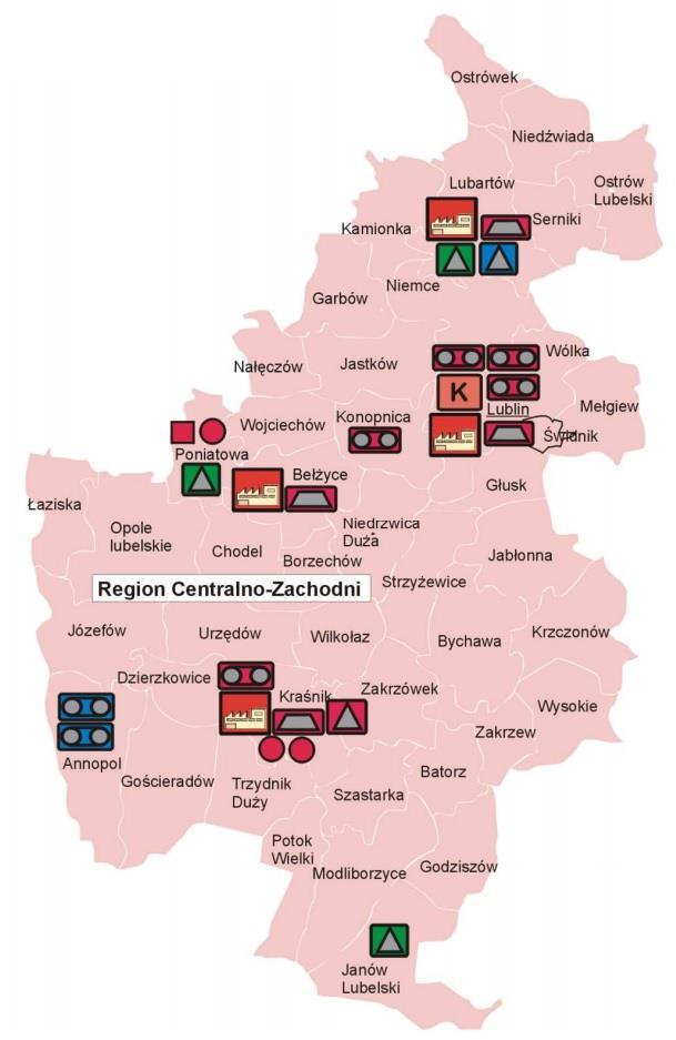 Gmina Wólka przynależy do Regionu Centralno-Zachodniego. Poniżej przedstawiono szczegółowa mapę Regionu. Rysunek 16.