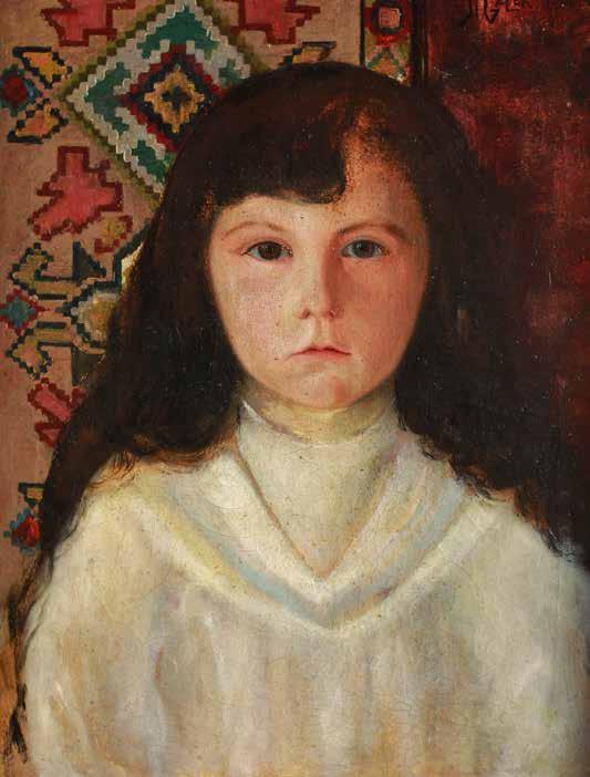 30 Stanisław Gałek (1876 Mokrzyska 1961 Zakopane) Portret dziewczynki w zakopiańskiej ramie olej, płótno, 45 34,5 cm, sygn. I dat.p.g.: St.