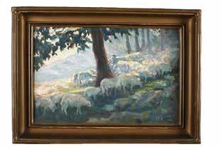 31 Stanisław Szwarc (1880 1953 Kraków) Owce na hali olej, tektura, 31 48,5 cm, sygn. p.d.