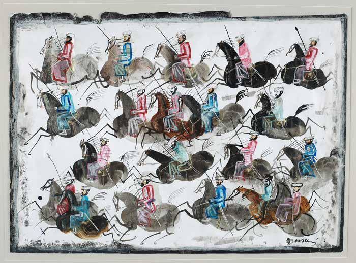 64 Józef Wilkoń (ur. 1930) Skarb Ali Baby, 2014 r. gwasz, papier, 50 69,5 cm w świetle passe-partout, sygn. p.d.: J.