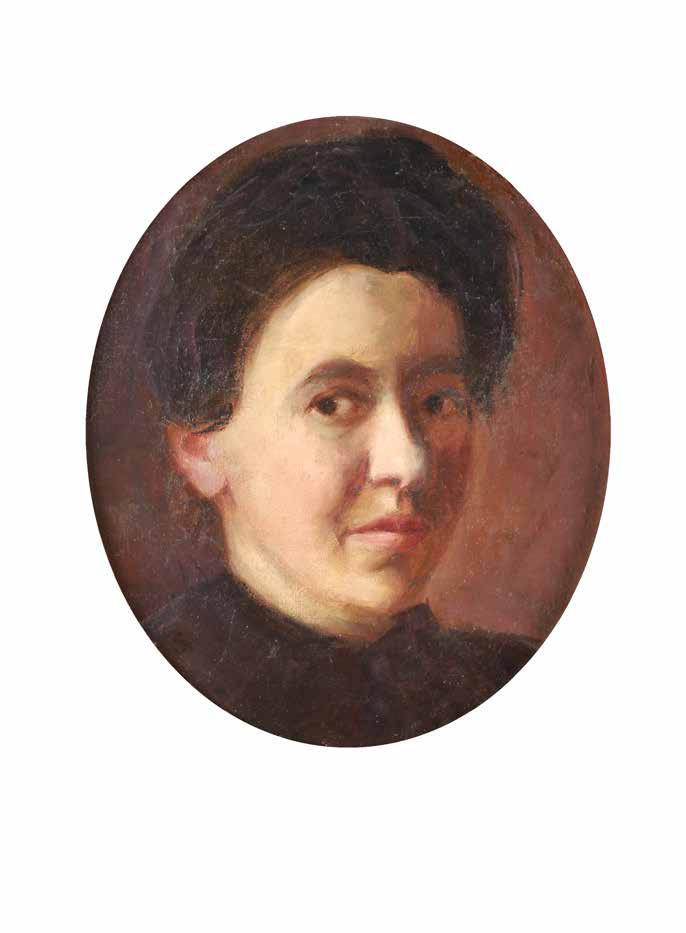 3 Florian Cynk (1838 1912) Portret Pani Genowefy, 1887 r. olej, płótno, 37 30 cm (owal), sygn. l.d.:.cy ( ), opisany na odwrocie: Florian Cynk./1887 r.