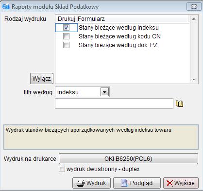 Ewidencja towarów ze względu na ilość informacji, jest drukowana na papierze formatu A3 w poziomie. Każda z powyższych ewidencji może być również zapisana do pliku HTML, PDF... 8.