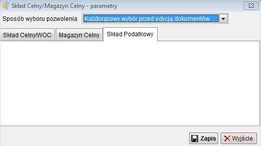 3 Parametry Parametry modułu są dostępne dla wszystkich użytkowników posiadających uprawienia do modułu SP. Okno parametrów jest dostępne z menu Skład Celny/Podatkowy/Mag.Celny Parametry.