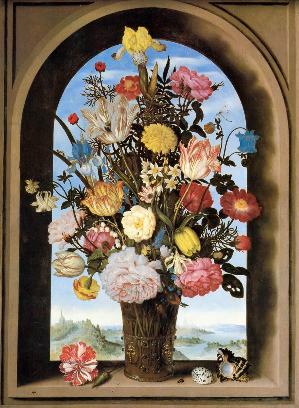 Ryc. Ambrosius Bosschaert, Bouquet in an Arched Window, 1618. Źródło: http://www.wga.hu Ryc. Ambrosius Bosschaert, Bouquet of Flower in a Vase, 1618. Źródło: http://www.wga.hu Jednym z największych malarzy kwiatowych martwych natur XVII wieku był Willem van Aelst (1627-1683).