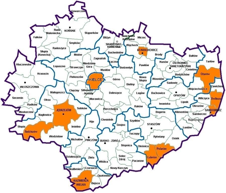 Mapa 6. Świetlice socjoterapeutyczne w regionie w 2016r. Źródło: Opracowanie własne ROPS.