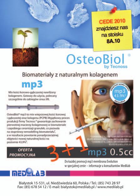 Praktyka _ Odbudowy implantologiczne łożeniu podobnych kryteriów uzyskali odpowiednio 98,2% i 98,3% pozytywnych obser - wacji.