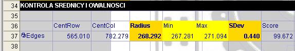 6) FindCircleMinMax - Kontrola średnicy i owalności Do pomiaru