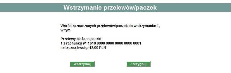 Uwaga! Przelew walutowy o statusie zrealizowany oznacza, iż stosowny komunikat rozliczeniowy został wysłany przez Bank (nie oznacza, iż środki zostały zaksięgowane na rachunku beneficjenta przelewu).