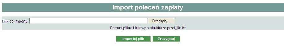Import polecenia zapłaty Funkcjonalność Usługi Bankowości Elektronicznej KDBS24 umożliwia importowanie dyspozycji polecenia zapłaty w formacie XML lub liniowy.