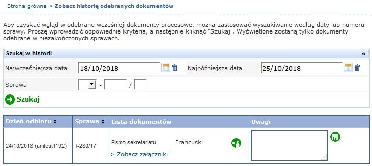 Zapoznaj się z doręczonym pismem klikając na zielona ikonę.