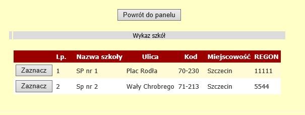 w poszczególnych szkołach (załącznik nr 2), należy w oknie głównym aplikacji kliknąć przycisk określenie niepełnosprawności. wyświetla się okno dialogowe. Należy kliknąć Zaznacz przy właściwej szkole.