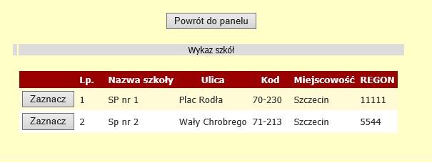 w poszczególnych szkołach (załącznik nr 2), należy w oknie głównym aplikacji kliknąć przycisk określenie niepełnosprawności. wyświetla się okno dialogowe. Należy kliknąć Zaznacz przy właściwej szkole.