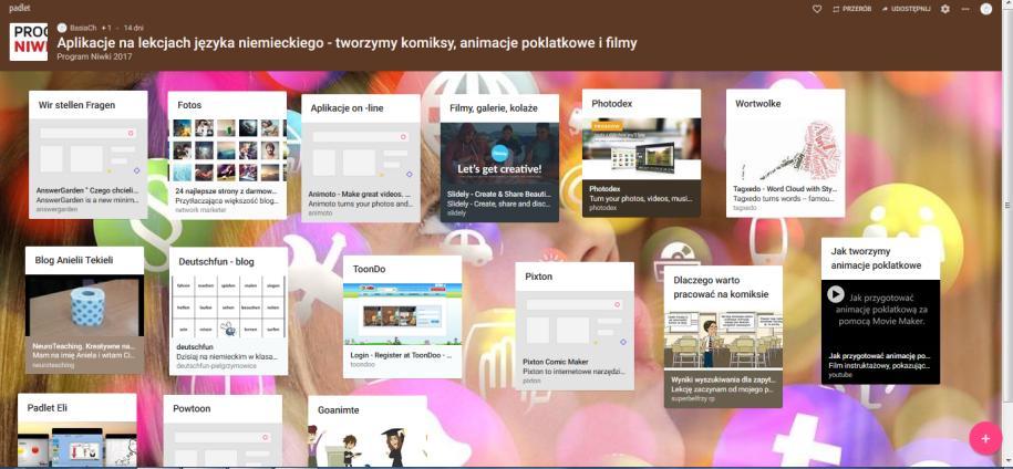 To już inne szkolenie, również z wykorzystaniem padletu. Tym razem uczyliśmy się jak robić komiksy, filmy i galerie ze zdjęciami. https://padlet.