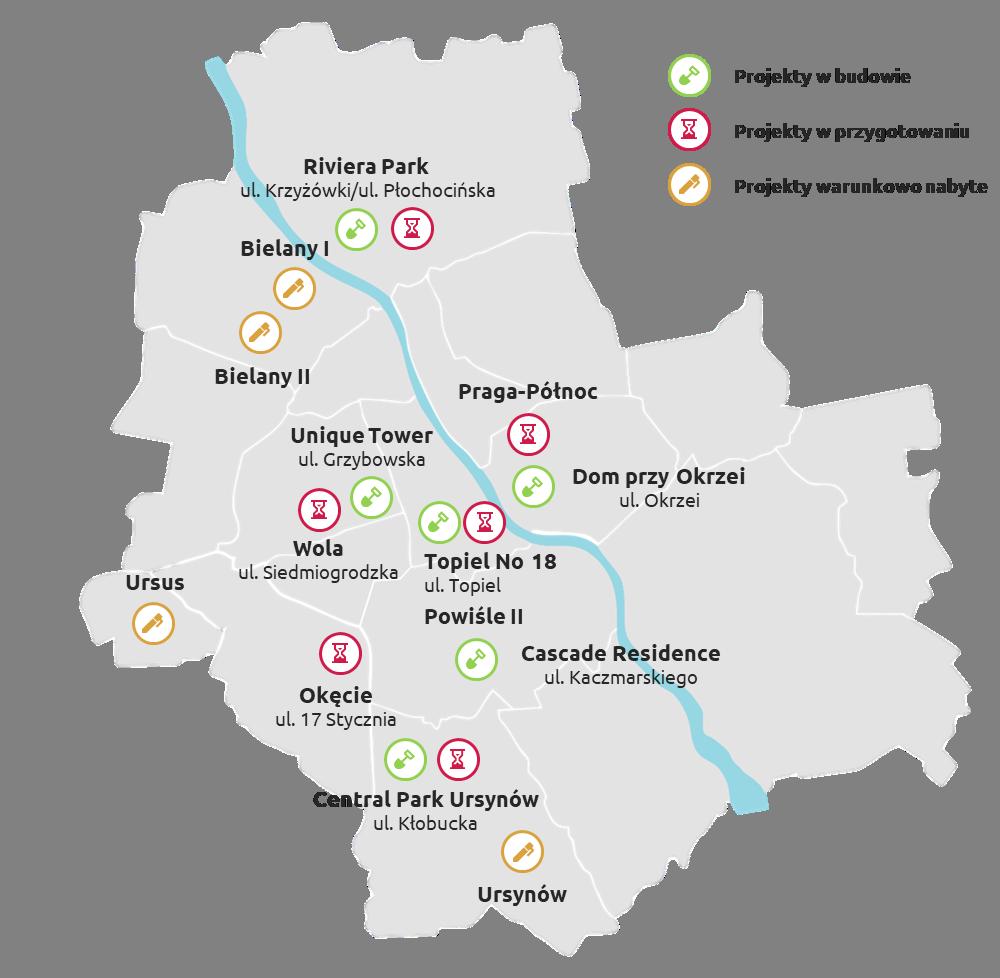 19 8. Segment mieszkaniowy Wprowadzenie Realizacja projektów o profilu mieszkaniowym to historycznie pierwszy z segmentów działalności deweloperskiej firmy Marvipol, rozwijanej