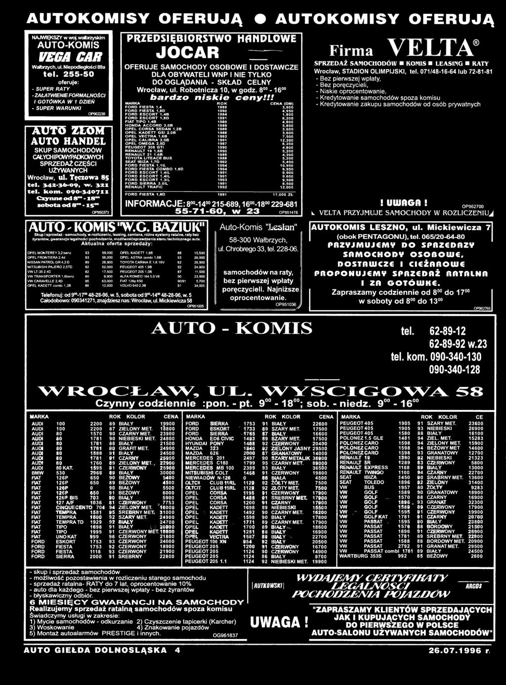 W Rocław I T Jelenia Góra Ir W Ałbrzych I * Lubin Legnica Zielona G Óra & Kalisz Leszno O Pole. Auto-Częścl Maciejewski W Rocław - Pdf Free Download