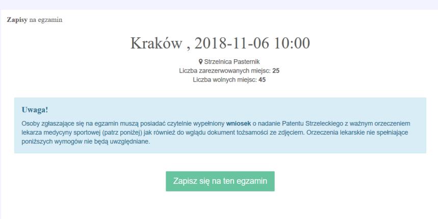 Po wybraniu opcji [ Zapisz się ] otrzymamy potwierdzenie dokonanego wyboru Po wybraniu potwierdzeniu wybranego egzaminu [ Zapisz się na ten egzamin ] otrzymamy okienko Tabela opłat na tym oknie